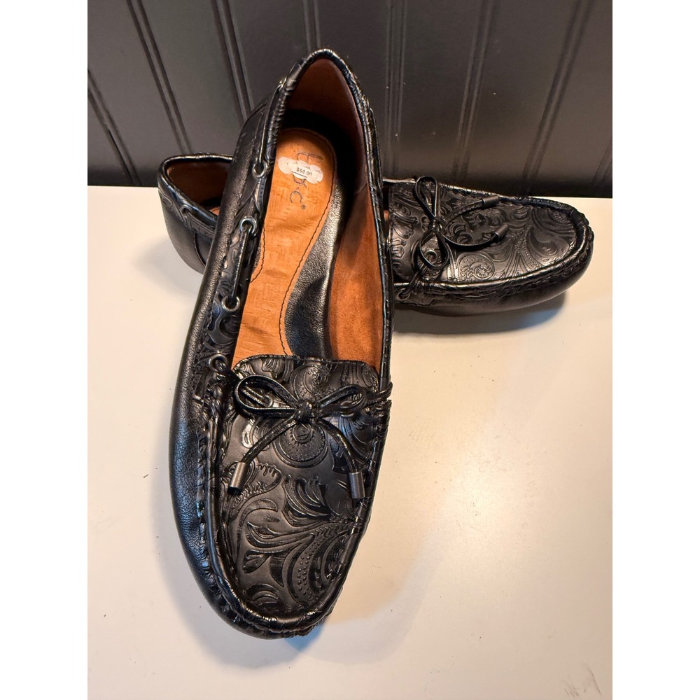 b.o.c. Born Concept Black Paisley Embossed Loafers C63133 Womens 8M